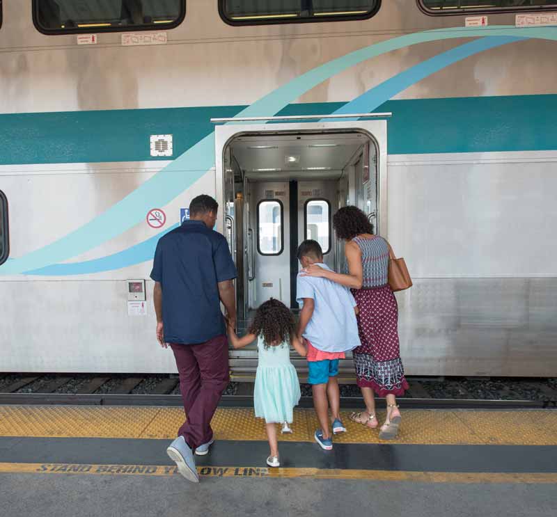 family boarding train family boarding train